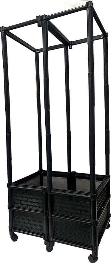 Climbing Vegetable & Tomato Planter with Wheels & 14" Depth Planter Box - Non-Toxic Sun Protected Material | 24" L X 18" W X 50" H | Vegetable & Herb Backyard Patio
