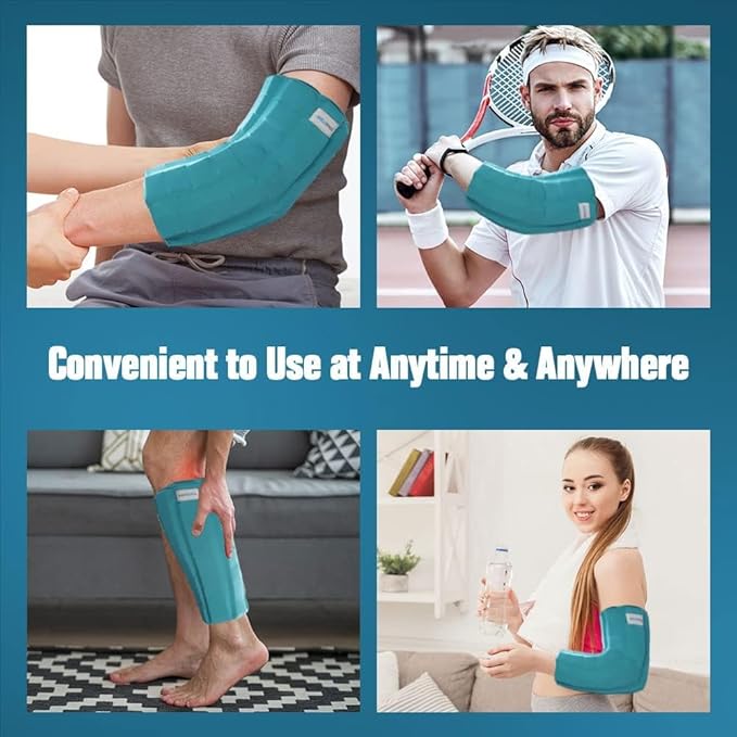Elbow Ice Pack Wrap for Tendonitis & Tennis Elbow, 2 Hours Long Lasting Cold Compression Flexible Ice Pack Sleeve, Pain Relief for Golfers Arm, Arthritis, Injuries