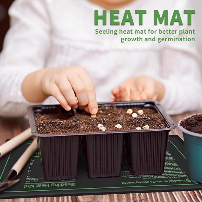 Seedling Heat Mats,Daisy Chain 4 Pack 10" x 20.75" 21W Waterproof Heating Pad for Hydroponics Plant Germination Tray Seed Starting,Each Pads Linkeable & Separable