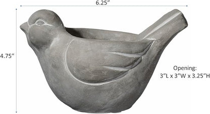 Classic Home and Garden Cement Buddies Animal Planter - Cute Desk Decoration - UV Coated Animal Vase w/Removable Drain Plug - Succulent Planter for Indoor/Outdoor Use (Bird Planter, Natural, Small)