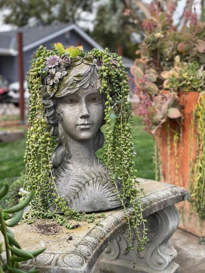 DiliComing Head-Planter Face-Planters Pot - 10 Inch Flower Pots Outdoor with Drainage Hole, Face Flower Pot Head Planter for Garden Decor, Gifts for Women and Housewarming Gift 6.5 x 6 x 10.2 Inch