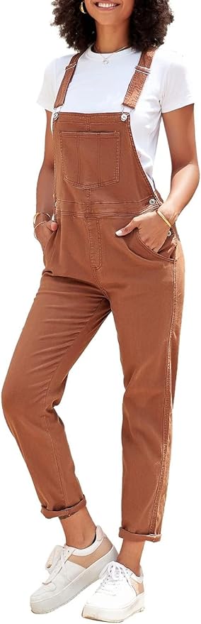 Vetinee Womens Classic Adjustable Straps Pockets Denim Bib Overalls Jeans Pants