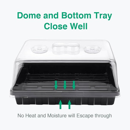 [Thick Plastic] 5-Set Strong Seed Starter Trays with 5" Humidity Domes for Seed Starting, Germination, Seedling Propagation & Plant Growing, Holds 240 Cells in Total