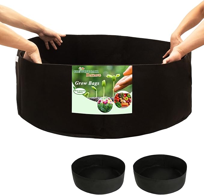 2-Pack 50 Gallon Large Non-Woven Grow Bags Reusable Thickened Durable Aeration Fabric Pot Black (50Gal_2Pcs)