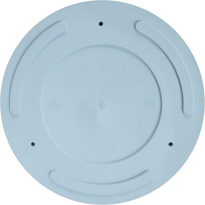 Bloem Mathers 12" Misty Blue Round Modern Resin Garden Planter Pot with Drainage Holes and Removable Saucer Tray Included