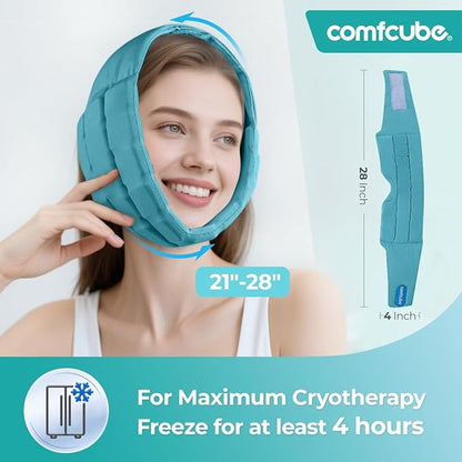 Wisdom Teeth Ice Pack Head Wrap, 2 Hours Long Lasting Cold Therapy Flexible Snug Fit Jaw Face Ice Pack for Oral Surgery, TMJ, Teeth Removed Pain, Cosmetic Injection, Swelling