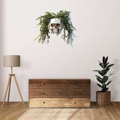 Skull Wall Planter for Home Décor, Hanging Skull Vase Unique Face Flower Pot Head Planters, White Resin Skeleton Gothic Planter for Indoor Outdoor Plants Decorations