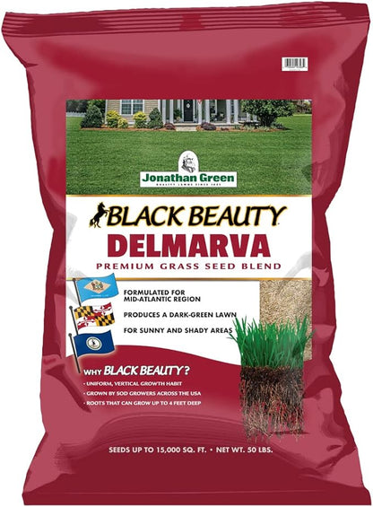Jonathan Green (10393) Black Beauty Delmarva Grass Seed Mix (Made for Maryland, Delaware, Virginia) - Cool Season Lawn Seed (50 lb.)