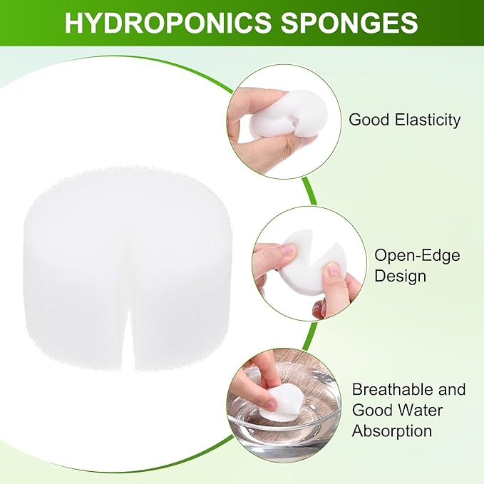 30-Pack Hydroponics Sponges, 1.97 Inch Growing Media Cylindrical Sponges for Planting Gardening Tool/Grow Seedlings/Home Vegetable Flower, Soilless Cultivation Seedling [White]