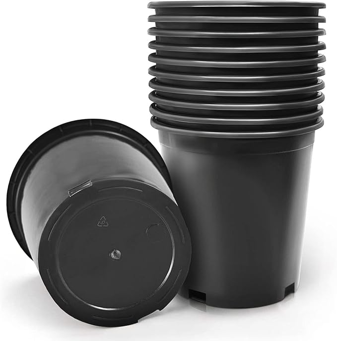 HOSTIC 1 Gallon Flexible Nursery Pots Gallon Pot with Drainage Holes Plastic Plant Container Suitable for Indoor Outdoor Vegetables Flowers Plants 10 PCS