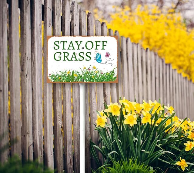 8 x 12 inch Stay Off Grass Yard Sign Stakes Outdoor Lawn Yard Signs