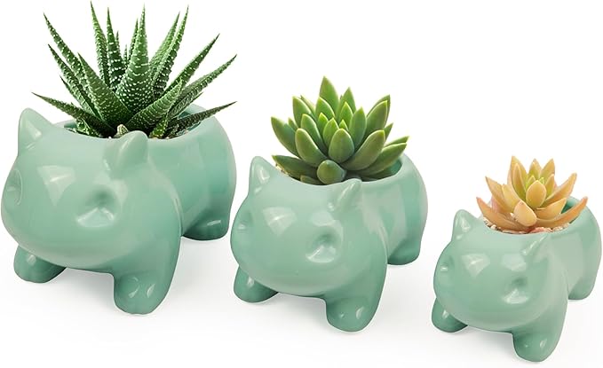 3 Pack Succulent Plant Pots, Ceramic Planters Mini Cute Animal Planters for Potted Plants Cactus Flowers Home Decor Crafts Gifts
