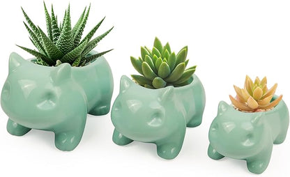 3 Pack Succulent Plant Pots, Ceramic Planters Mini Cute Animal Planters for Potted Plants Cactus Flowers Home Decor Crafts Gifts