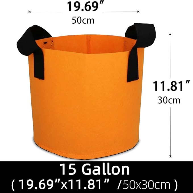 Grow Bags,Growing Pot Bags Garden Grow Bag Indoor Outdoor Fabric Aeration Plant Pot Container Flower Vegetable Pouch (Light Orange,15Gallon)