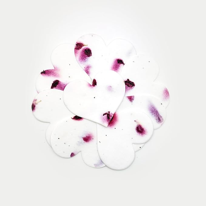 50pcs Large Magenta Heart Seed Paper – Plantable & Writable Wildflower Seed Paper, Gift for Mom This Mother’s Day, Use for Shower Favors, Weddings, Heart Party Favors or Life Events