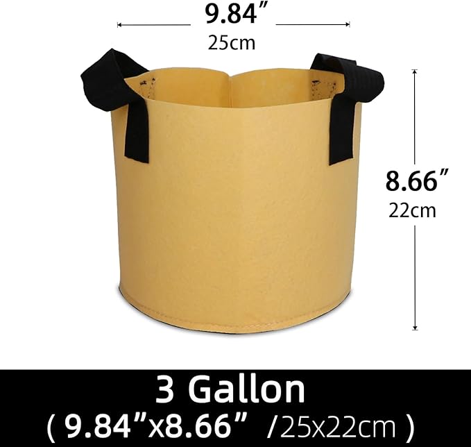 Grow Bags,Growing Pot Bags Garden Grow Bag Indoor Outdoor Fabric Aeration Plant Pot Container Flower Vegetable Pouch (Khaki,3 Gallon)