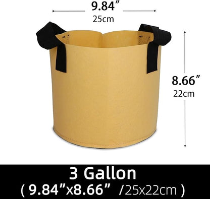 Grow Bags,Growing Pot Bags Garden Grow Bag Indoor Outdoor Fabric Aeration Plant Pot Container Flower Vegetable Pouch (Khaki,3 Gallon)