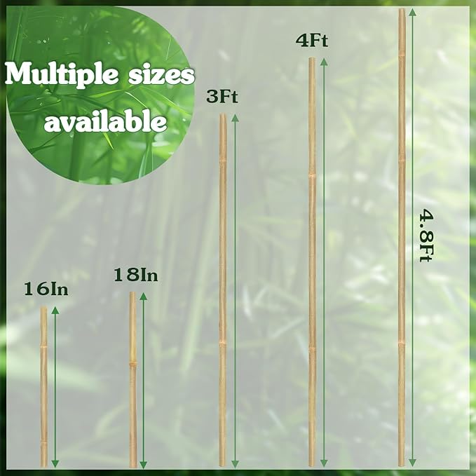 Plant Stakes,25Pcs Bamboo Stakes,3 FT Natural Bamboo Plant Support Stakes,Bamboo Stakes for Indoor and Outdoor Plants Tomatoes Beans Flowers Potted Plants Climbing Support