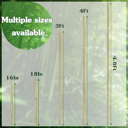 Plant Stakes,20Pcs Bamboo Stakes,4.8 FT Natural Bamboo Plant Support Stakes,Bamboo Stakes for Indoor and Outdoor Plants Tomatoes Beans Flowers Potted Plants Climbing Support