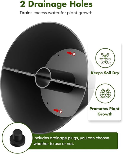 Koutemie 2-in-1 Umbrella Planter for Patio Table & Pole, Half Round Flower Planters Pots with Umbrella Hole Fits Poles Up to 2” Diameter, PVC Post Planter Wrap Around Umbrella for Garden, Black
