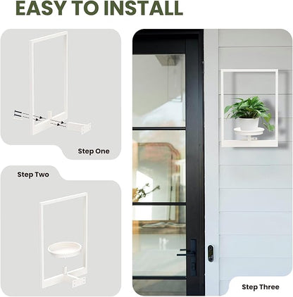 Hanging Planters for Indoor Plants White, Wall Plant Holder Stand to Hold Large Pots - Premium Metal Wall Planters for Indoor Outdoor Decor