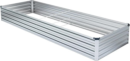 2 Pack 6x3x1FT Galvanized Raised Garden Bed Kit, Outdoor Metal Planter Box for Vegetables, Bottomless Rectangular Gardening Bed with Support Rods, Tool-Free Assembly, Silver