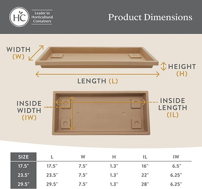 The HC Companies 29.5 Inch Venetian Rectangular Plant Saucer, Lightweight UV-Resistant Plastic Outdoor & Indoor Flower Pot Tray, 2-Pack Plant Pot Trays for Garden & Home Decor, Black