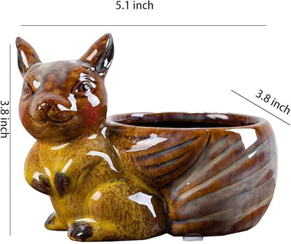 WAIT FLY Cute Animal Ceramic Flower Pot Succulent Planter-Kangaroo