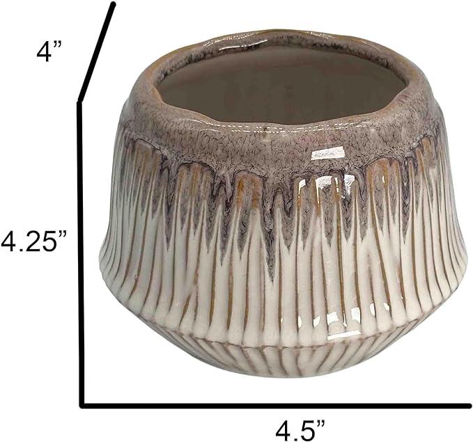 Admired by Nature 4" Ceramic Flower Planter Pot - for Home Decor, Indoor Plants, Garden Display - White