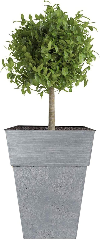 The HC Companies 18 Inch Avino Tall Square Planter - Decorative Indoor Outdoor Plant Pot for Front Porch, Deck, Patio and Home, Oxidized Black
