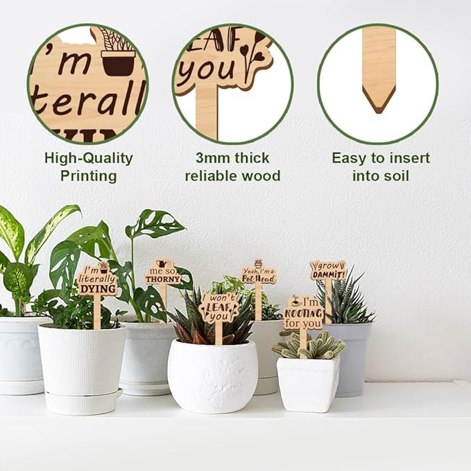 15 Pcs Wood Funny Plant Markers, Pray for Me Life is Better Plant Labels Joke Punny Garden Stakes Assorted Wave Shapes Garden Tags for Vegetable Flower Herb Succulent Seed Potted