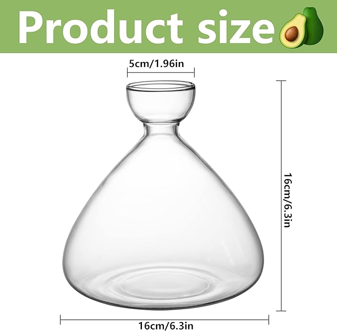 moonoom Avocado Seed Starter Vase,Avocado Vase for Growing,Avocado Seed Growing Kit Plant Glass with Avocado Stickers Gift for Gardening Lover