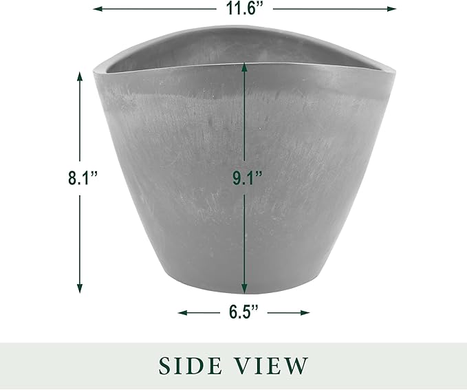 PSW Pot Collection YB41TCB Plastic/Stone/Wood Composite Curved Planter Pot – No Drainage Hole (Drillable), for Indoor and Outdoor Plants and Gardens, 16-inch, Terra Cotta Color