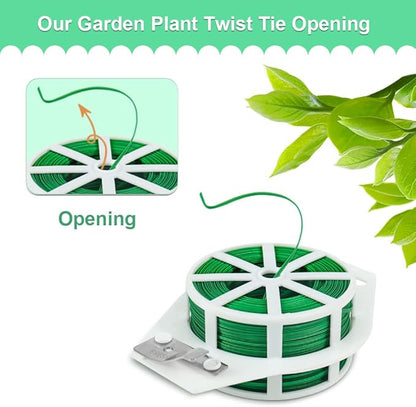 Shintop 328 Feet Garden Plant Twist Tie with Cutter for Gardening, Home, Office (Green)