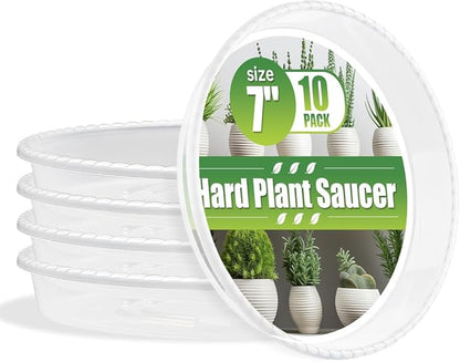 10 Pack Plant Saucer 7 Inch Clear Plant Trays for Pots Thickened Transparent Plant Saucer Tray Indoor and Outdoor Pot Saucer