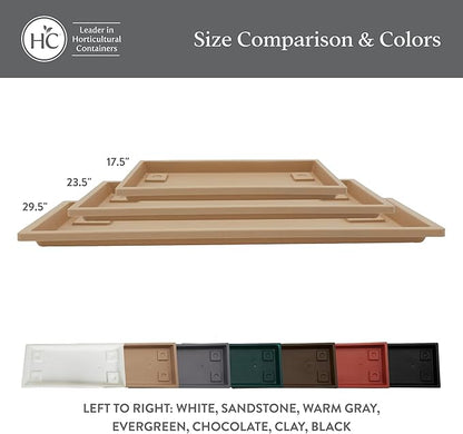 The HC Companies Venetian Rectangular Plant Tray - Lightweight Plastic Plant Saucer - Plant Drip Trays for Drainage -UV Resistant Pot Saucer for Indoor & Outdoor Use (17.5" Chocolate, Pack of 1)