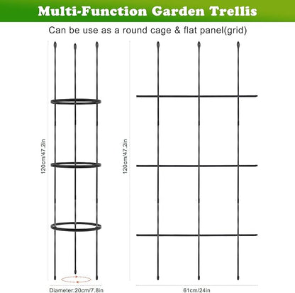 2 Pack Garden Trellis, 2 in 1 Plant Cages & Supports for Vines Crop, Potted/Climbing Plants Indoor Outdoor, Plant Stake for Flower, Vegetable, Tomato, Pot Trellis