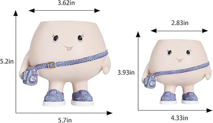 Smily Face Planter Pot with Cute Bag Resin Head Planters for String of Pearls Plant Live Unique Succulent Pots with Drainage Hole for Indoor Outdoor Plants Gift IdeaI for Mother Day