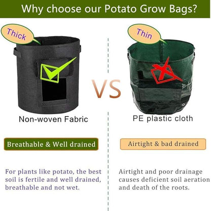 2 Pack 10 Gallon Potato Grow Bags, Planter Bag Heavy Duty, Thickened Growing Bags Garden Vegetable Planter with Handles & Large Harvest Window