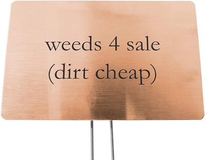 Outdoor Metal Garden Sign, Label, or Memorial. 4 x 2" or 6 x 4" sign with rounded corners and a 10" stake. Materials Include: Stainless Steel, Brass, Copper, Bronze and Titanium. (Bronze, 4 x 6")
