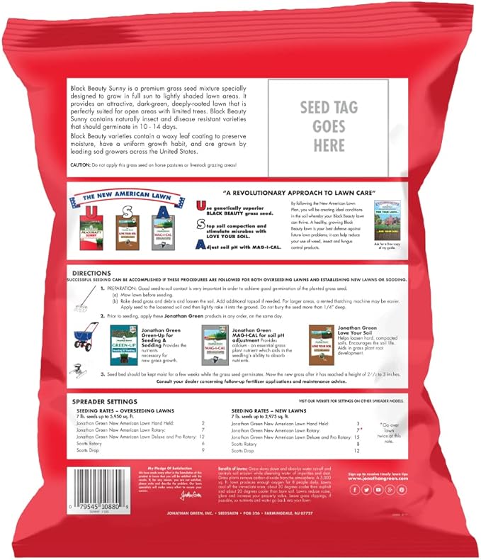 Jonathan Green (10880) Black Beauty Sunny Grass Seed - Cool Season Lawn Seed (7 lb)