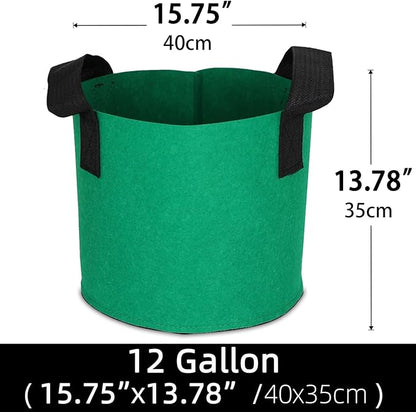 Grow Bags,Growing Pot Bags Garden Grow Bag Indoor Outdoor Fabric Aeration Plant Pot Container Flower Vegetable Pouch (Dark Green,12Gallon)