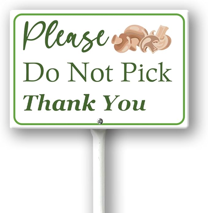 Boylee (8X12) IN Please Do Not Pick Mushroom Thank You Yard Sign With Stake Rustproof Aluminum Fruit Vegetable Signs Stand for Home Orchard Garden Outdoor Decoration