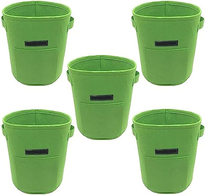 Ulalaza 5PCS Potato Grow Bags with Flap Plant Grow Bags Fabric Multi Ribbon Potato Bag Tomato Vegetable Growth Non-Woven Felt Planting Bag Transparent