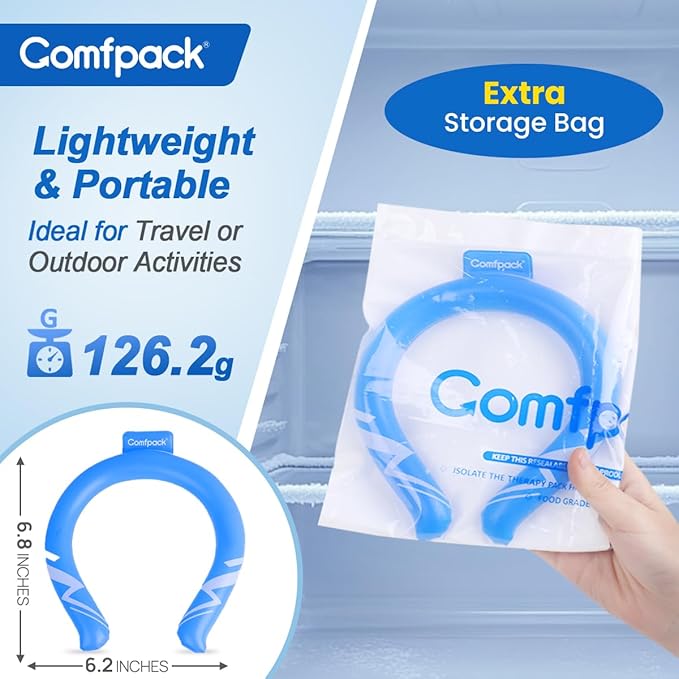 Neck Cooling Tube Reusable Ice Ring Neck Coolers for Hot Weather Wearable Ice Ring for Outdoor Sports, Workers, Relief for Hot Flashes(Blue)