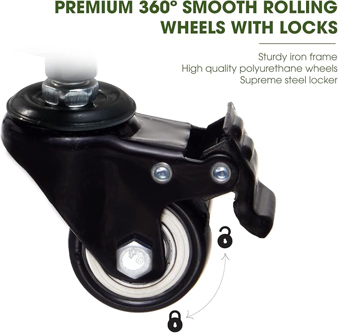 Idzo Round Heavy Duty Plant Caddy with Wheels, Cast Iron Plant Dolly, Plant Stand with Wheels, Load Capacity 180 Lbs, Repositioning Heavy Pots, Hauling Heavy Household Items, 12 Inch - Black