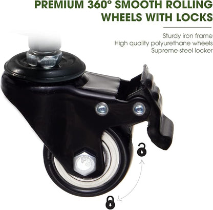 Idzo Round Heavy Duty Plant Caddy with Wheels, Cast Iron Plant Dolly, Plant Stand with Wheels, Load Capacity 180 Lbs, Repositioning Heavy Pots, Hauling Heavy Household Items, 12 Inch - Black