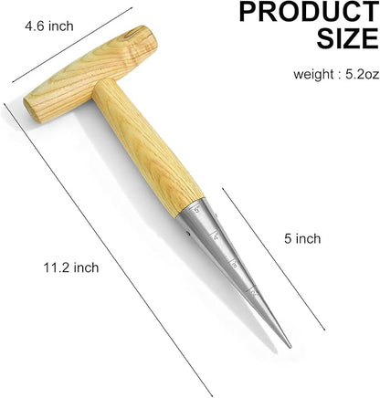 Seed Dibber Hand Dibber Bulb Planter Tool, Stainless Steel Garden Dibber with Wooden Handle for Planting Seeds, Bulbs, Tulips, Daffodils and Flowers