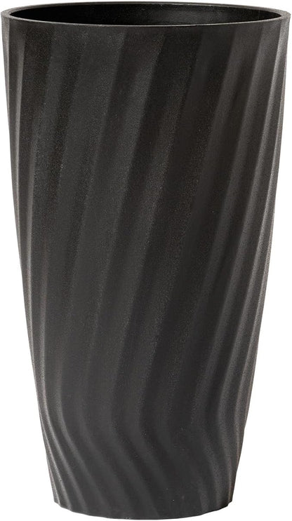 La Jolie Maison 24 Inch Tall Planter, Matte Black Tree Planter with Shelf Insert, Morden Large Round Plant Pot Container for Indoor/Outdoor, Front Door, Patio and Deck, 1 Pack