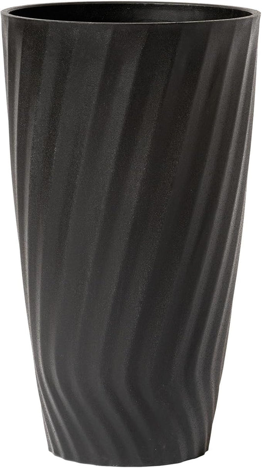 La Jolie Maison 24 Inch Tall Planter, Matte Black Tree Planter with Shelf Insert, Morden Large Round Plant Pot Container for Indoor/Outdoor, Front Door, Patio and Deck, 1 Pack